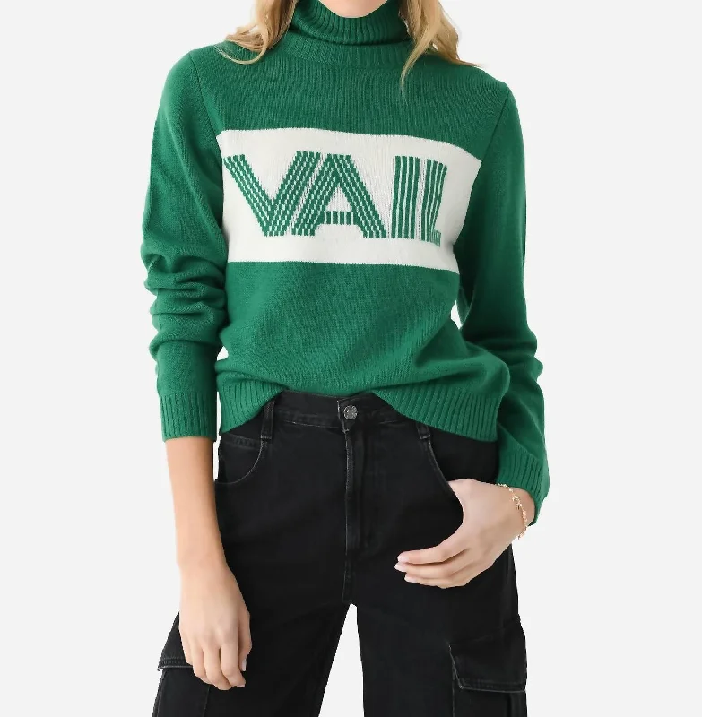 Vail Roll Collar Sweater In Olive Green Cloud Dancer