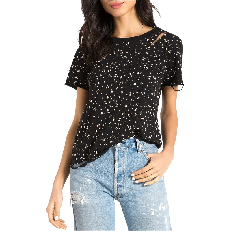 n:philanthropy Womens Atlas Mini-Floral Basic T-Shirt, Black, Small