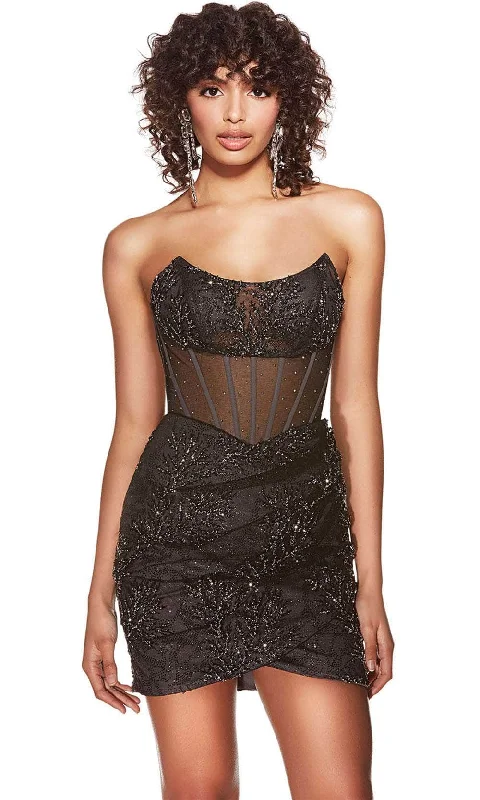 Alyce Paris 4864 - Scoop Neck Sheer Corset Cocktail Dress